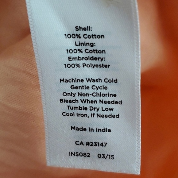 Talbots Peach & White Damask Print Linen Midi Dress size 6P - Picture 6 of 6